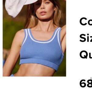 ALO Yoga Tennis Club Sweater Knit Bra Crystal Blue